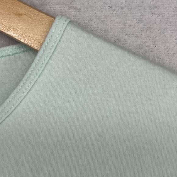 EILEEN FISHER Top M Cotton Interlock Jersey Crew Neck Short Sleeve Green - Picture 9 of 13